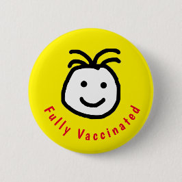 Niedliches, rundes Happy Face vollständig geimpft  Button
