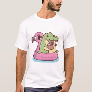 Niedliches rundliches Krokodil entspannt sich auf T-Shirt