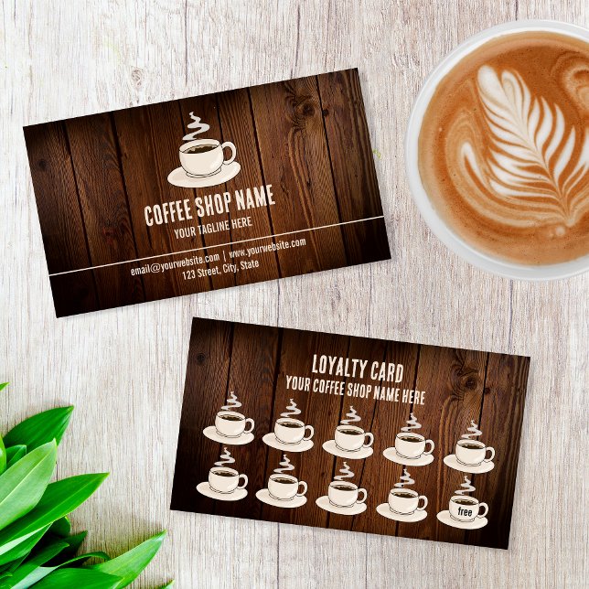Niedliches rustikales Café Coffee Shop Prämien Tre Treuekarte (Von Creator hochgeladen)