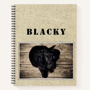 Niedliches Rustikales Hundchen Welpe Foto mit Name Notizbuch