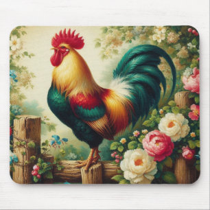 Niedliches rustikales/Vintages Hahn Mousepad