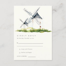 Niedliches Rustikales Windmühle-Thema Hochzeit RSV Begleitkarte