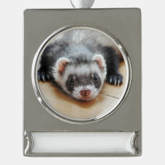 Niedliches Sable Ferret Banner-Ornament Silber