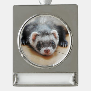 Niedliches Sable-Frettchen Banner-Ornament Silber