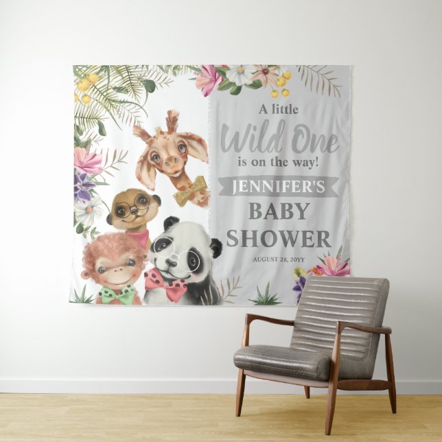 Niedliches Safari Animals Boy Baby Dusche Hintergr Wandteppich (Beispiel (Horizontal))