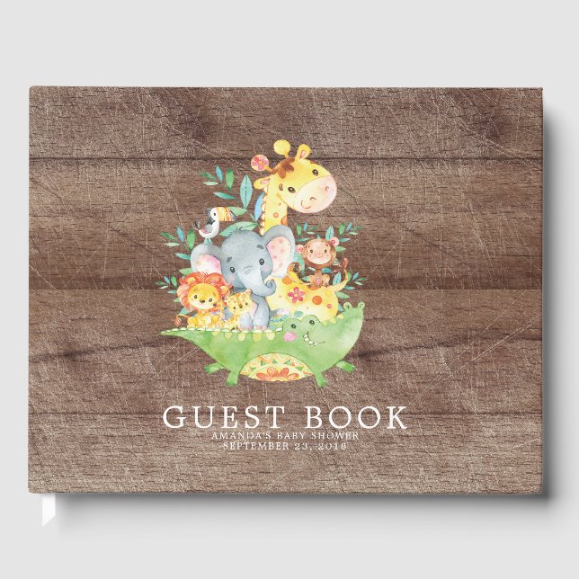 Niedliches Safari Jungle Baby Showbook Gästebuch (Vorderseite)