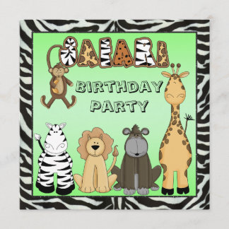 Niedliches Safari-Tier-Geburtstags-Party Einladung