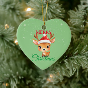 Niedliches Safari-Tier Rentier Weihnachten Keramik Ornament