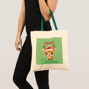 Niedliches Safari-Tier Rentier Weihnachten Tragetasche