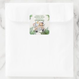 Niedliches Safari Wild Jungle Animal Gastgeschenk Quadratischer Aufkleber