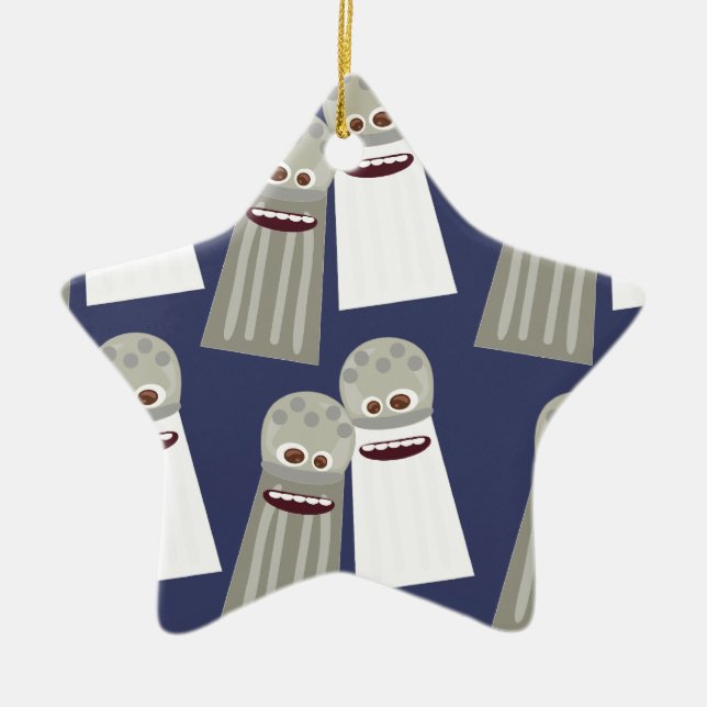 Niedliches Salz- und Pfeffermuster Keramik Ornament (Vorne)