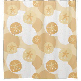 Niedliches Sand-Dollar-Küstenprint Beige Weißes Mu Duschvorhang