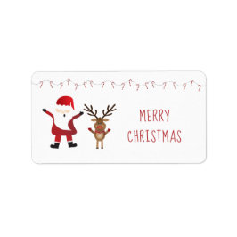 Niedliches Santa Claus Reindeer Candy Canes Red La Adressaufkleber