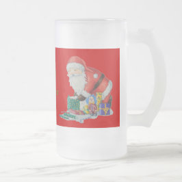 niedliches Santa-Design, das sich auf Weihnachten  Mattglas Bierglas