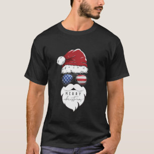 Niedliches Santa Face mit Hut Beard Aviator Brille T-Shirt