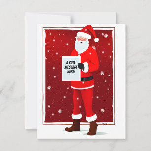 Niedliches Santa Holding ein Zeichen Personalisier Feiertagskarte