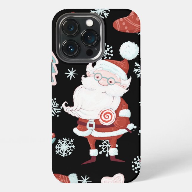 Niedliches Santa Pattern OtterBox iPhone Case 13 Pro Hülle (Hinten)