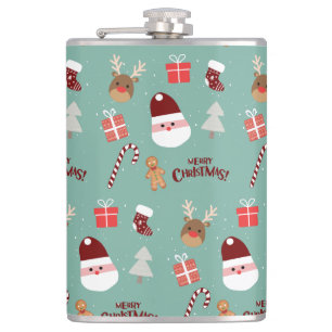 Niedliches Santa Reindeer Candy Cane Gingerbread M Flachmann