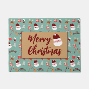 Niedliches Santa Reindeer Candy Cane Gingerbread M Fußmatte