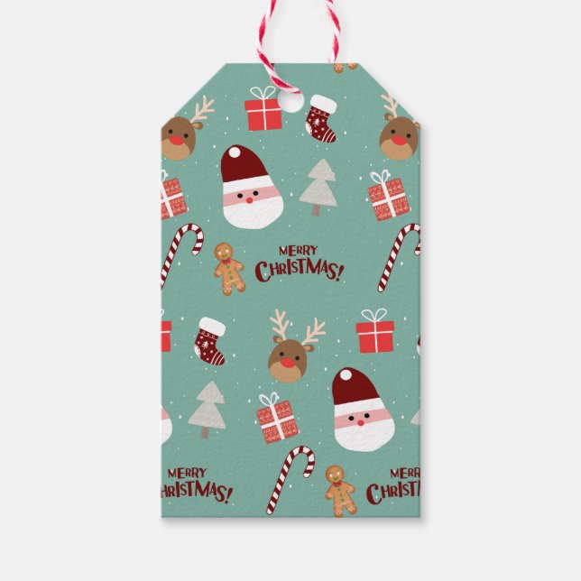 Niedliches Santa Reindeer Candy Cane Gingerbread M Geschenkanhänger (Vorderseite)
