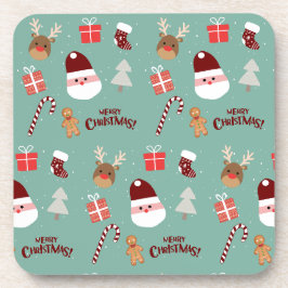 Niedliches Santa Reindeer Candy Cane Gingerbread M Getränkeuntersetzer