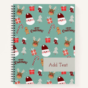 Niedliches Santa Reindeer Candy Cane Gingerbread M Notizbuch