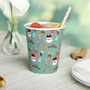 Niedliches Santa Reindeer Candy Cane Gingerbread M Pappbecher