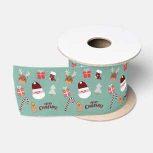 Niedliches Santa Reindeer Candy Cane Gingerbread M Satinband
