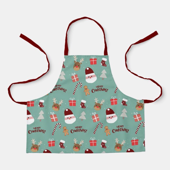 Niedliches Santa Reindeer Candy Cane Gingerbread M Schürze (Vorderseite)