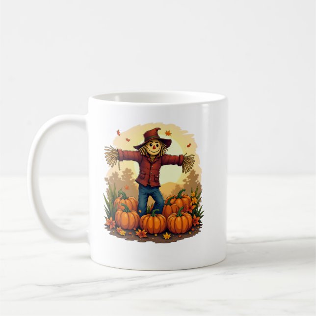 Niedliches Scarecrow Fall Harvest Pumpkin Patch T- Kaffeetasse (Links)