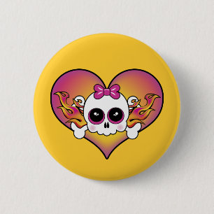 Niedliches Schädelherz Button