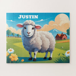 Niedliches Schaf in der Farm Personalisiertes Kind