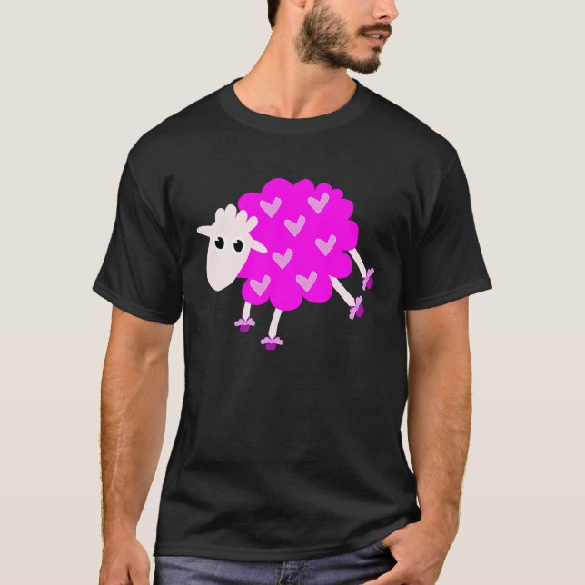 Niedliches Schaf Lady Schaf Pink Schaf T-Shirt (Vorderseite)