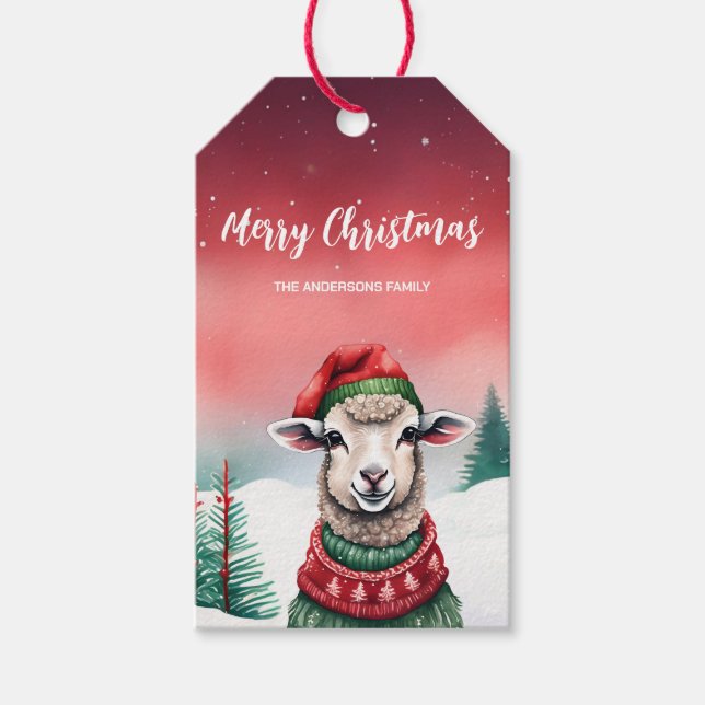 Niedliches Schaf-Lama Weihnachts-Party Geschenkanhänger (Vorderseite)