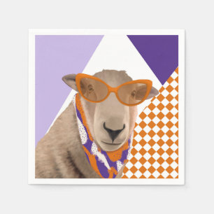 Niedliches Schaf mit Brille Serviette