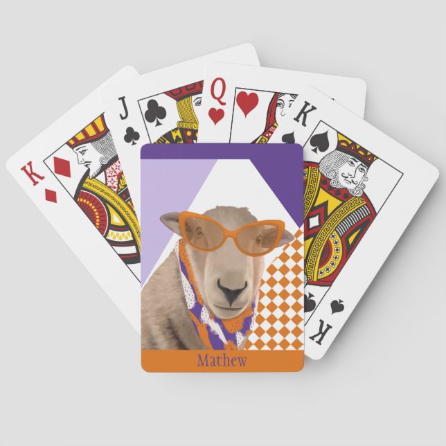 Niedliches Schaf mit Brille Spielkarten (Rückseite)