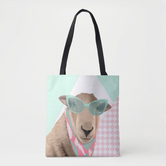 Niedliches Schaf mit Brille Tasche (Vorderseite)