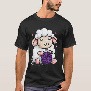 Niedliches Schaf mit garnschönem Crochet-Stricklov T-Shirt