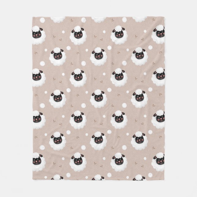 Niedliches Schaf-Nutztier, schwarz und weiß Fleecedecke (Vorderseite)