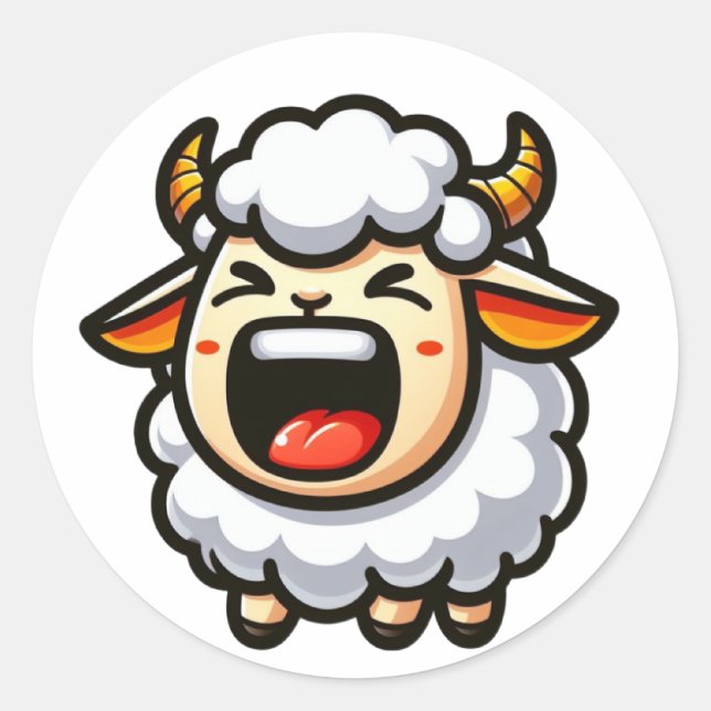 Niedliches Schaf Runder Aufkleber (Vorderseite)