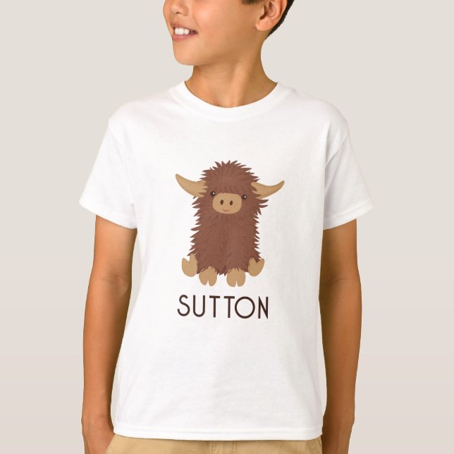 Niedliches, schaghaftes Modell der Highland-Kuh T-Shirt (Vorderseite)