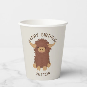 Niedliches, schagiges Highland-Kuhdesign Pappbecher