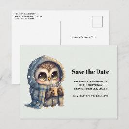 Niedliches Schale im Winter mit Kaffee Save the Da Einladungspostkarte