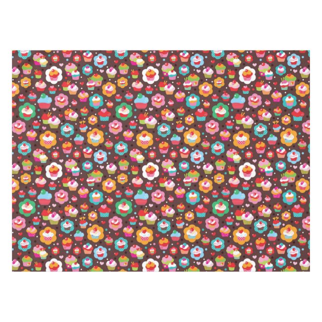Niedliches Schalen-Kuchen-Muster Tischdecke (Vorderseite (Horizontal))