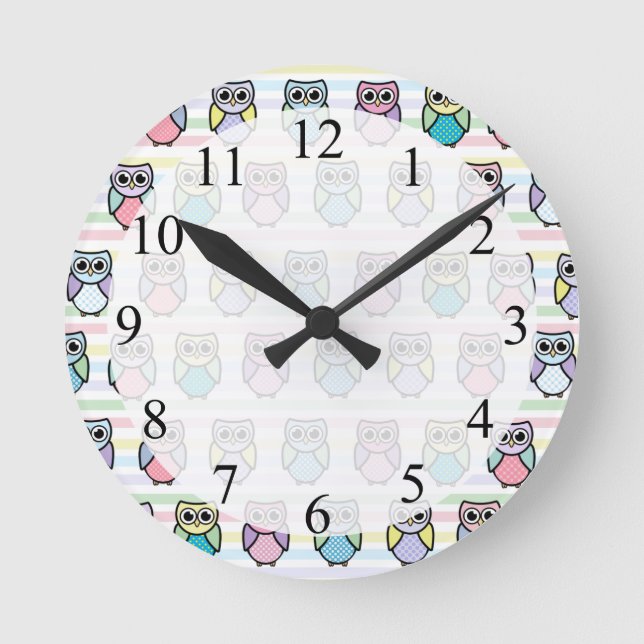 Niedliches Schälmuster Runde Wanduhr (Vorderseite)