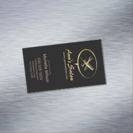 Niedliches Schere Comb-Logo Makeup Schönheitssalon Magnetische Visitenkarte