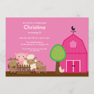 Niedliches Scheunen-Yard-Vieh-Geburtstags-Party Einladung