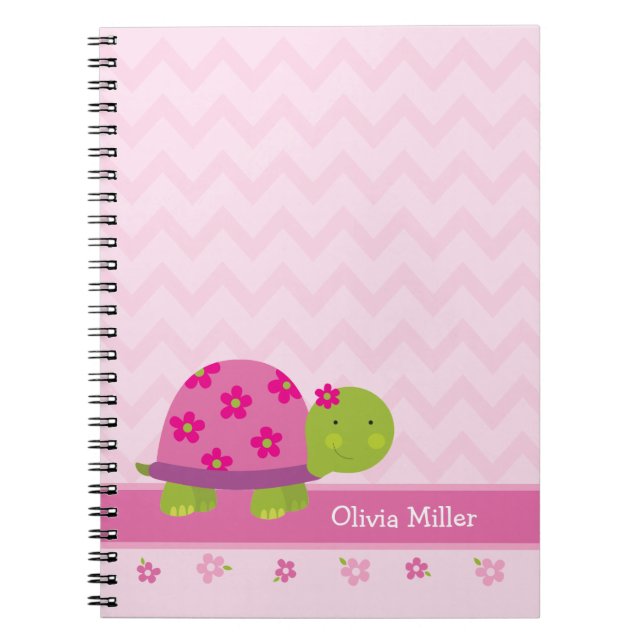 Niedliches Schildkröte-Rosa-personalisiertes Notizblock (Vorderseite)