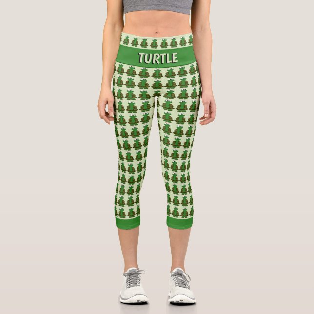 Niedliches Schildkrötenmuster Capri Leggings (Vorderseite)