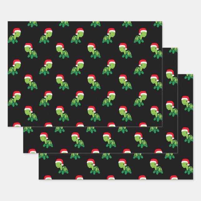 Niedliches Schildkrötentier Frohe Weihnachten Weih Geschenkpapier Set (Set)